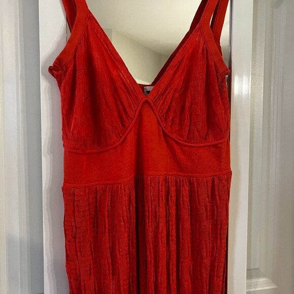 801 MISSONI Runway Knitted/Crochet Coral Lined Long Dress Size US 8 Color Orange - Picture 5 of 10